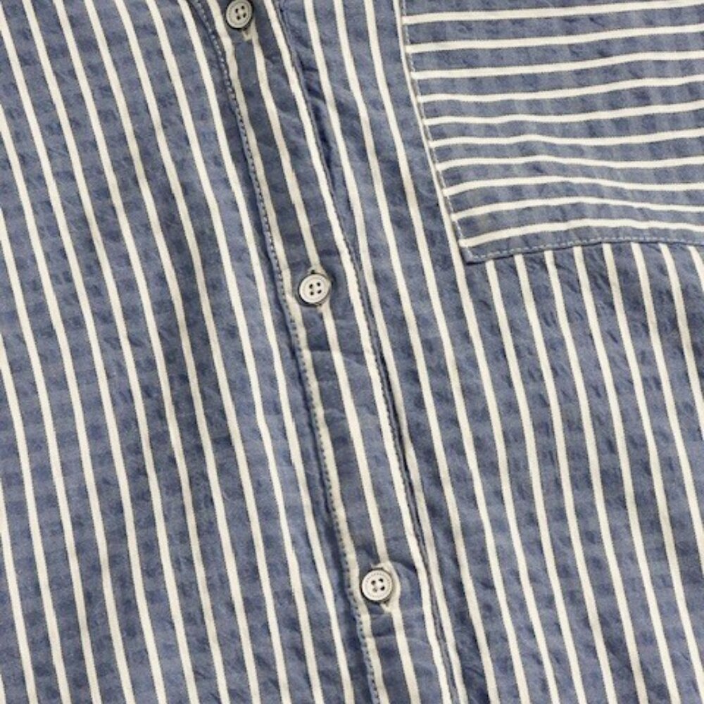 Caffé Marrakesh Blue White Striped Linen Blend Button Down Shirt Large - Picture 6 of 12